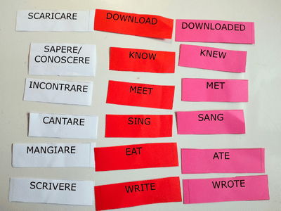le mini flashcards con i colori personalizzati da Michela per Chiara